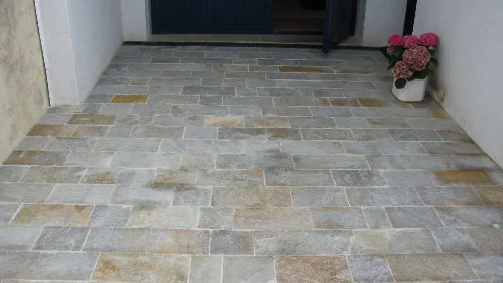 Pavés gneiss gris roux - Bande de 20cmwebp